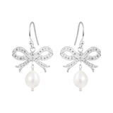 Øyrepynt med sløyfe, cz og perle, 5067