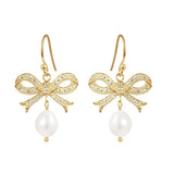 Øyrepynt med sløyfe, cz og perle, 5067