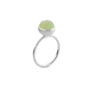 Sølvring med prehnitt 8 mm cabochon, str 54, 1692