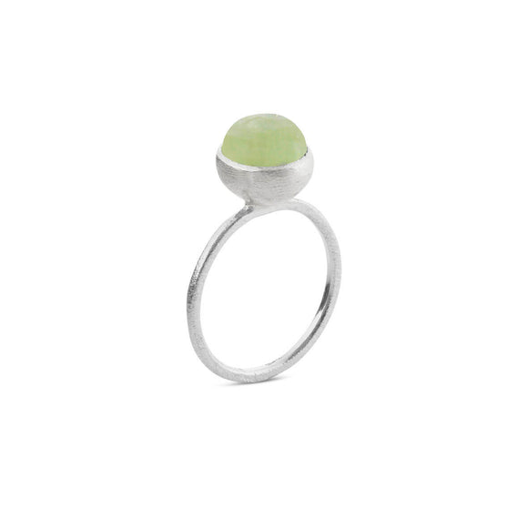 Sølvring med prehnitt 8 mm cabochon, str 54, 1692