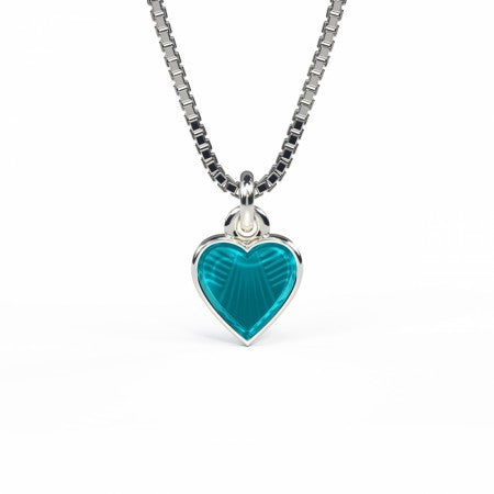 Emaljehjerte til barn - lite, turkis