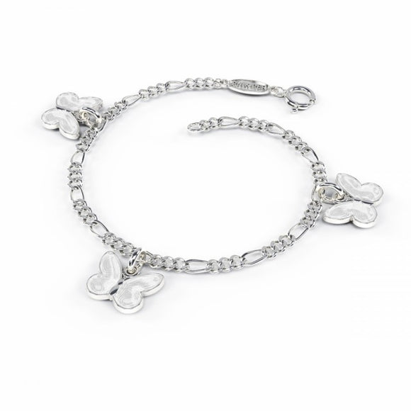 Charms-armlenkje med sommarfuglar, kvit