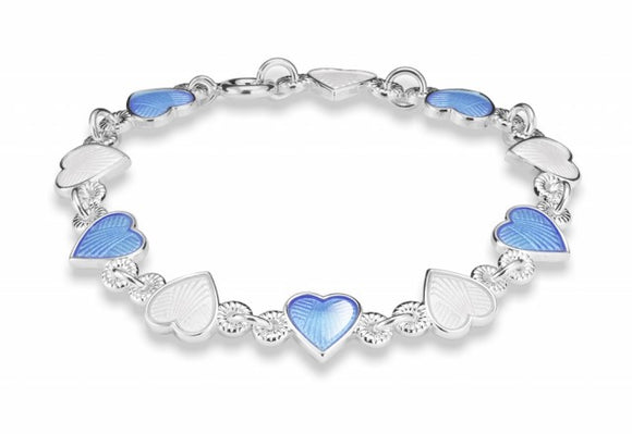 Armlenkje med emaljehjerter - rosa og lyseblå