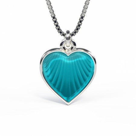 Emaljehjerte til barn - stort, turkis