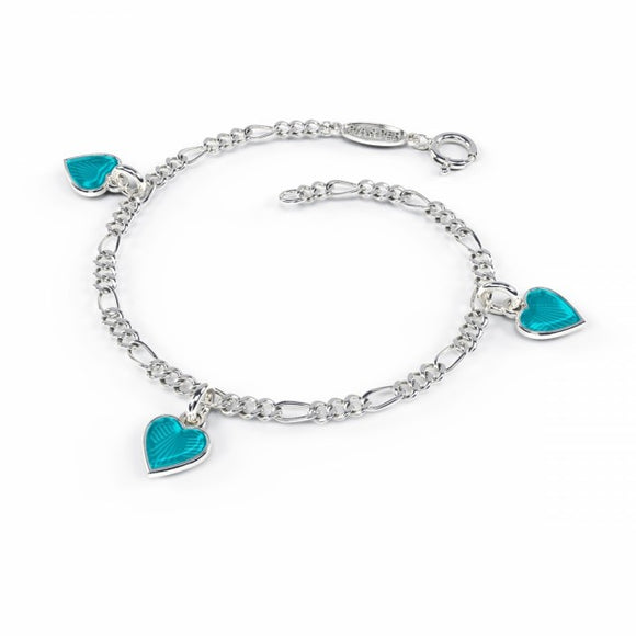 Charms-armlenkje med emaljehjerter - turkis