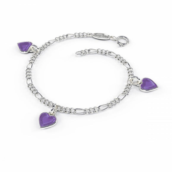 Charms-armlenkje med emaljehjerter - lilla