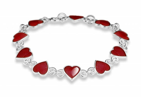Armlenkje med emaljehjerter - raud