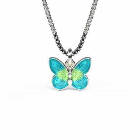 Sommarfuglsmykke til barn - turkis/lime