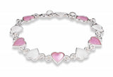 Armlenkje med emaljehjerter - rosa og kvit