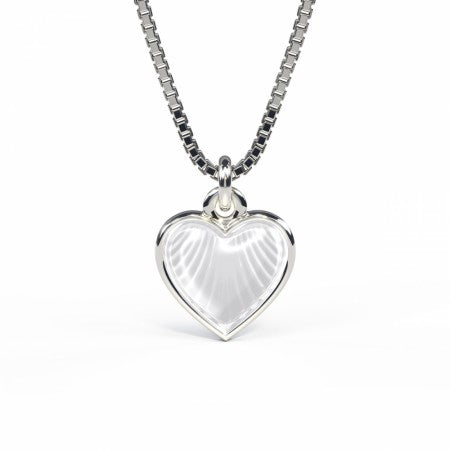 Emaljehjerte til barn - medium, kvitt