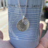 2 cm amulett med eigen tekst og knott