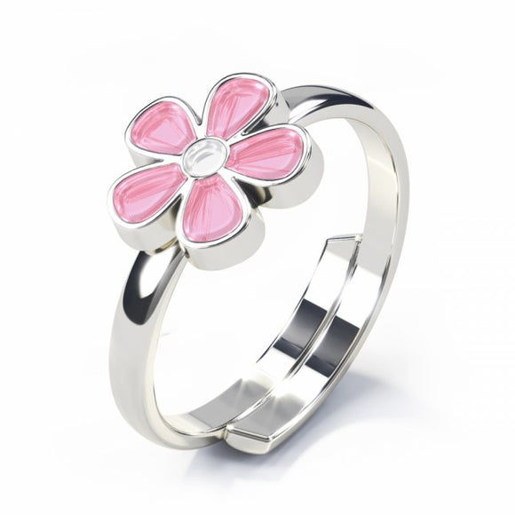 Justerbar ring til barn, rosa blomster