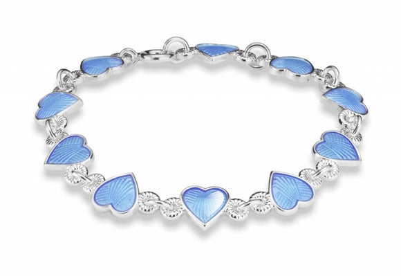 Armlenkje med emaljehjerter - lyseblå