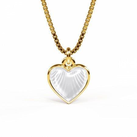 Forgylt emaljehjerte til barn - medium, kvitt