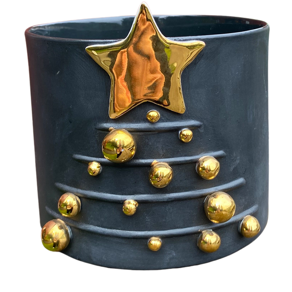 Svart snopedunk med juletre